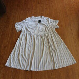 NWT Torrid Mini Lenny Button Front Fit N Flare Dress Blue Striped size 2X